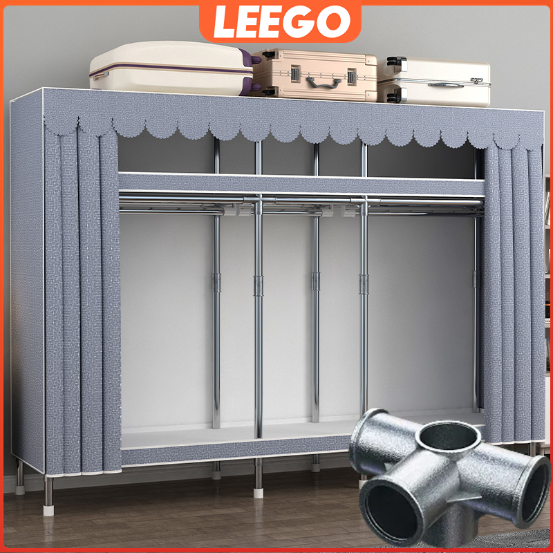 【รับประกัน 1 ปี】Leego ตู้ผ้าเหล็ก ท่อขนาด20มม ข้อต่อเหล็ก ข้อต่อโลหะเจือ รับน้ำหนักได้ 600กก. แข็งแรงทนทาน ตู้เสื้อผ้า 205 ซม. มี6ขนาดให้เลือก ตู้เสื้อผ้าDIY ตู้เสื้อผ้า ประกอบเอง แข็งแรงทนทาน ตู้เอนกประสงค์ ผ้าคลุมกันน้ำกันฝุ่น ซักได้ ติดตั้งง่าย