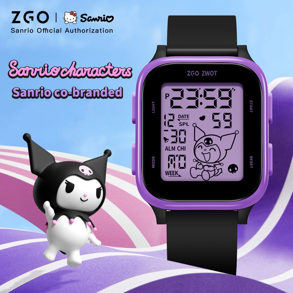 ZGO x Sanrio ซานริโอ คุโรมิ นาฬิกาผู้หญิง สําหรับนักเรียนและเด็กผู้หญิง นาฬิกาอิเล็กทรอนิกส์สําหรับเด็ก กันน้ํา 878