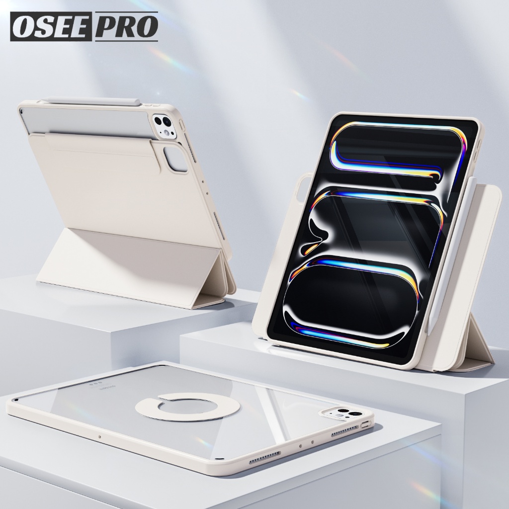 Osee Pro เคส ipad 720° การหมุนแม่เหล็กแยกอะคริลิคเคสสามในหนึ่งเดียวพร้อมหัวเข็มขัดแม่เหล็กสําหรับ iPad Pro 13 เคสไอแพดโปร 11 Air รุ่นที่ 6 ไอแพด air 5 ไอแพด air 4 เคสไอแพด gen 10 กรณีรุ่นที่ 7 รุ่นที่ 8 ไอแพด gen 9 mini 6 mini 7 เคสแม่เหล็กที่ถอดออก