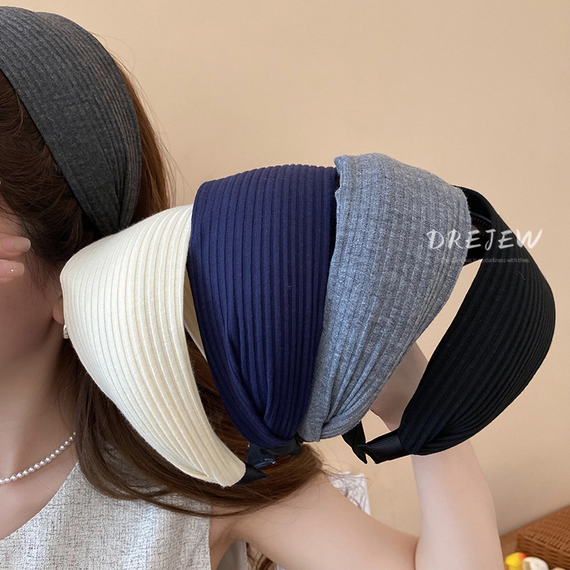 DREJEW เดรช ฝรั่งเศสอ่อนโยนสีทึบขอบกว้างลายขนสัตว์ห่วงผมอุปกรณ์ผมขายส่ง