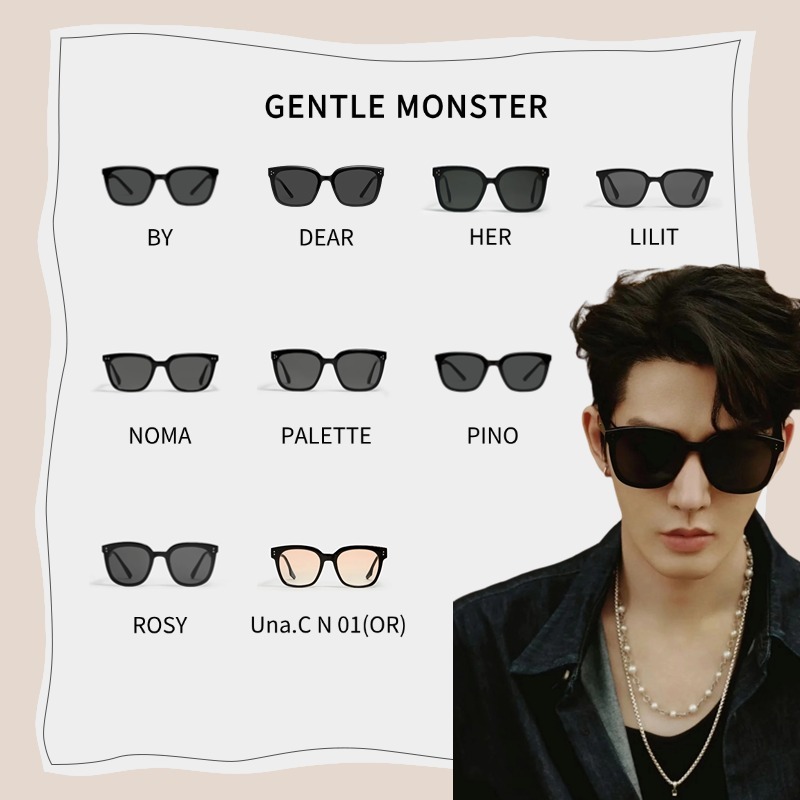 G&m แว่นตากันแดดทรงสี่เหลี่ยม Gentle Monster แว่นตาสีดํา Acetate กรอบ Lilit Palette HER DEAR PINO RO