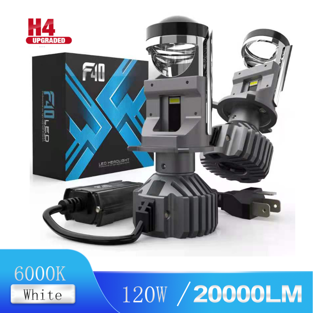 Novsight 2 ชิ้นรถ H4 LED โปรเจคเตอร์เลนส์ไฟหน้า Hi/Lo Beam พร้อมพัดลม Canbus 6000K 120W 22000LM