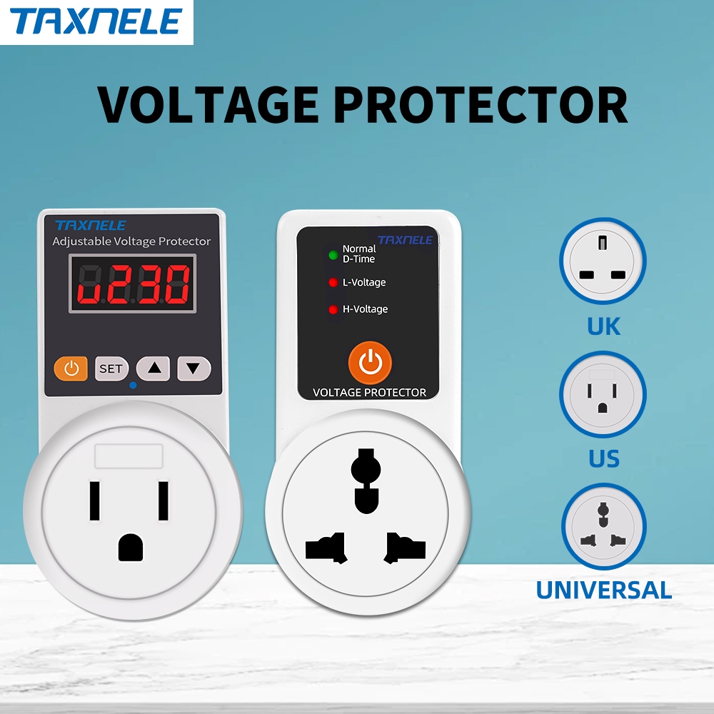 Taxnele อัตโนมัติแรงดันไฟฟ้า Protector ซ็อกเก็ต AC 220V ปรับได้ 16A แรงดันไฟฟ้าปลอดภัยตู้เย็นป้องกัน