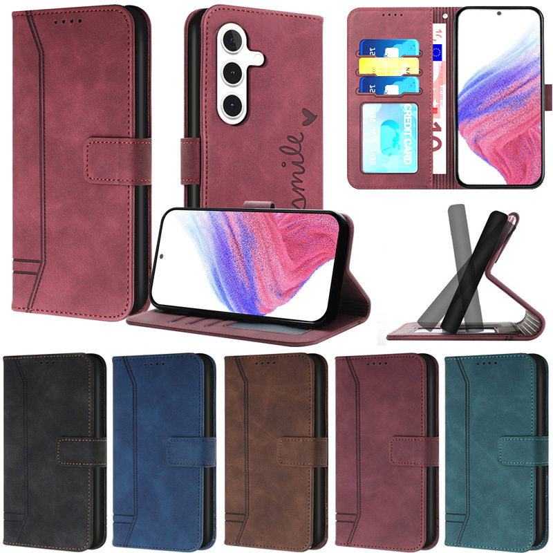 หรูหราสําหรับ Samsung Galaxy A02s A03s A04s หมายเหตุ 20 Ultra หมายเหตุ 10 Lite A13 S8 Plus S7 Edge M13 5G S10 Lite หมายเหตุ 10 + หมายเหตุ 9 หมายเหตุ 8 Slim Matte กระเป๋าสตางค์หนังฝาครอบกรณี