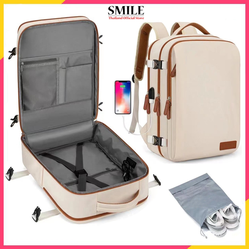 กระเป๋าเป้สะพายหลังเดินทางสำหรับผู้หญิง 35 ลิตร กันฝน กระเป๋าเป้สะพายหลังขนาดใหญ่ รับรองโดยสายการบิน