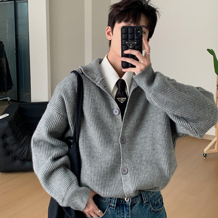 SUIKONE ซุยโคเนะ ฤดูใบไม้ร่วงและฤดูหนาวคอปกสูงสไตล์ขี้เกียจเสื้อกันหนาวสไตล์เกาหลีที่เรียบง่ายผู้ชายและผู้หญิงหลวมสบายๆเสื้ — صورة 2