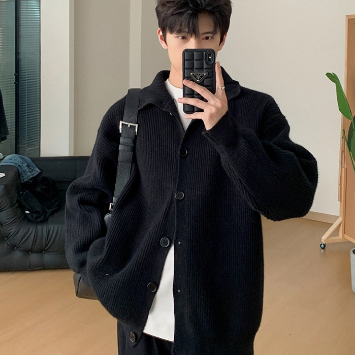 SUIKONE ซุยโคเนะ ฤดูใบไม้ร่วงและฤดูหนาวคอปกสูงสไตล์ขี้เกียจเสื้อกันหนาวสไตล์เกาหลีที่เรียบง่ายผู้ชายและผู้หญิงหลวมสบายๆเสื้ — صورة 4