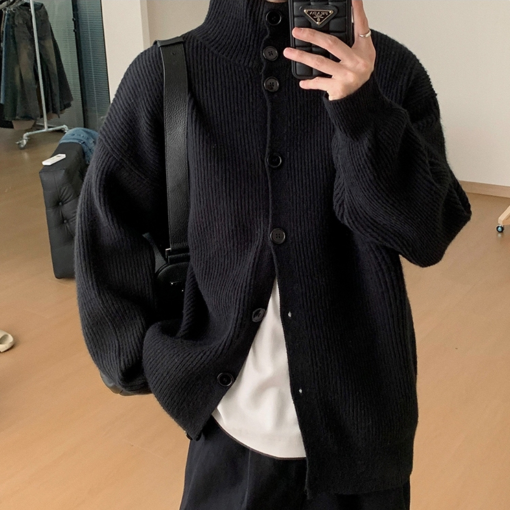 SUIKONE ซุยโคเนะ ฤดูใบไม้ร่วงและฤดูหนาวคอปกสูงสไตล์ขี้เกียจเสื้อกันหนาวสไตล์เกาหลีที่เรียบง่ายผู้ชายและผู้หญิงหลวมสบายๆเสื้ — صورة 5