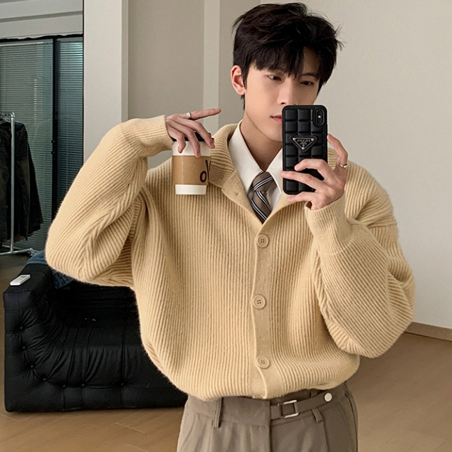 SUIKONE ซุยโคเนะ ฤดูใบไม้ร่วงและฤดูหนาวคอปกสูงสไตล์ขี้เกียจเสื้อกันหนาวสไตล์เกาหลีที่เรียบง่ายผู้ชายและผู้หญิงหลวมสบายๆเสื้ — صورة 7
