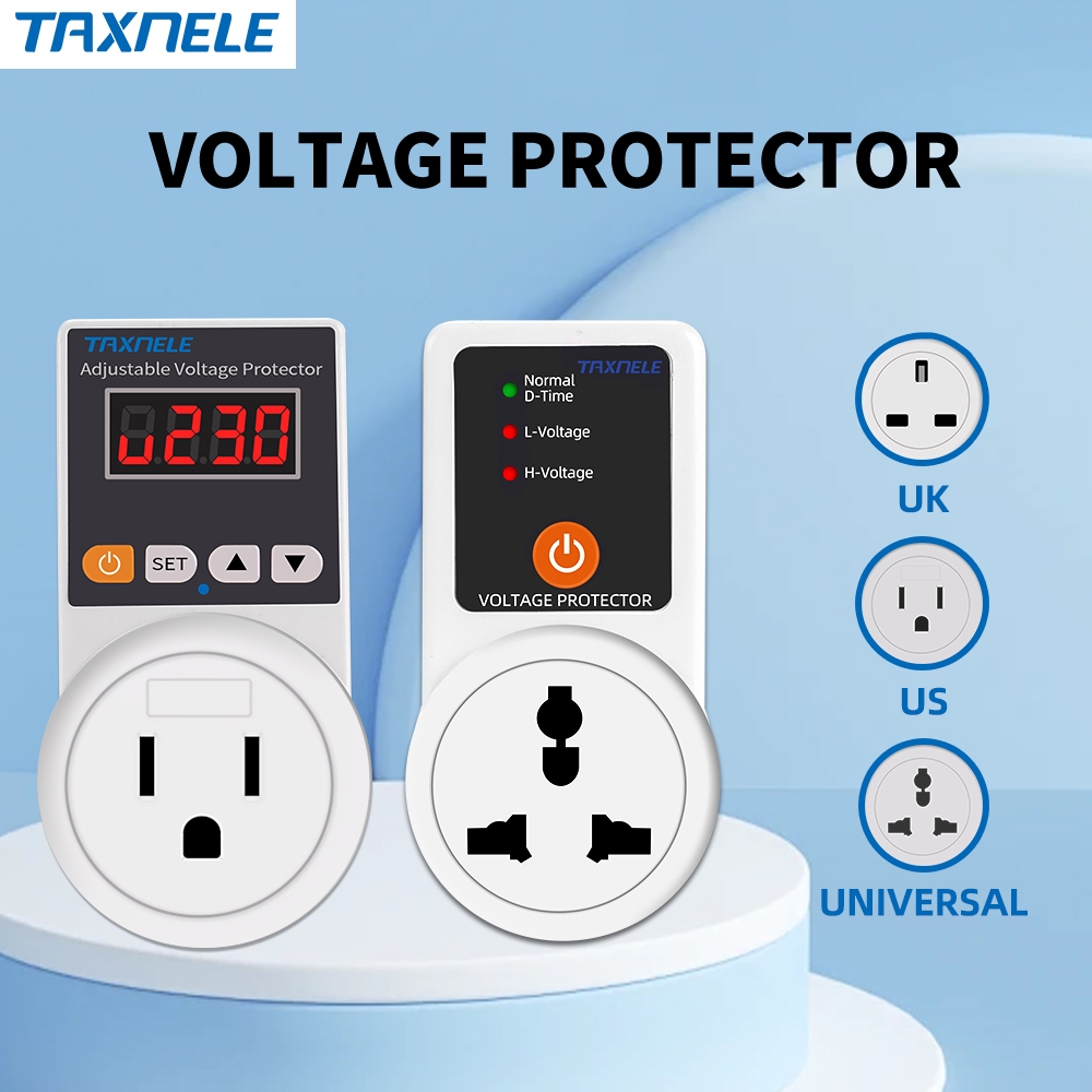 Taxnele อัตโนมัติแรงดันไฟฟ้า Protector ซ็อกเก็ต AC 220V ปรับได้ 16A แรงดันไฟฟ้าปลอดภัยตู้เย็นป้องกัน