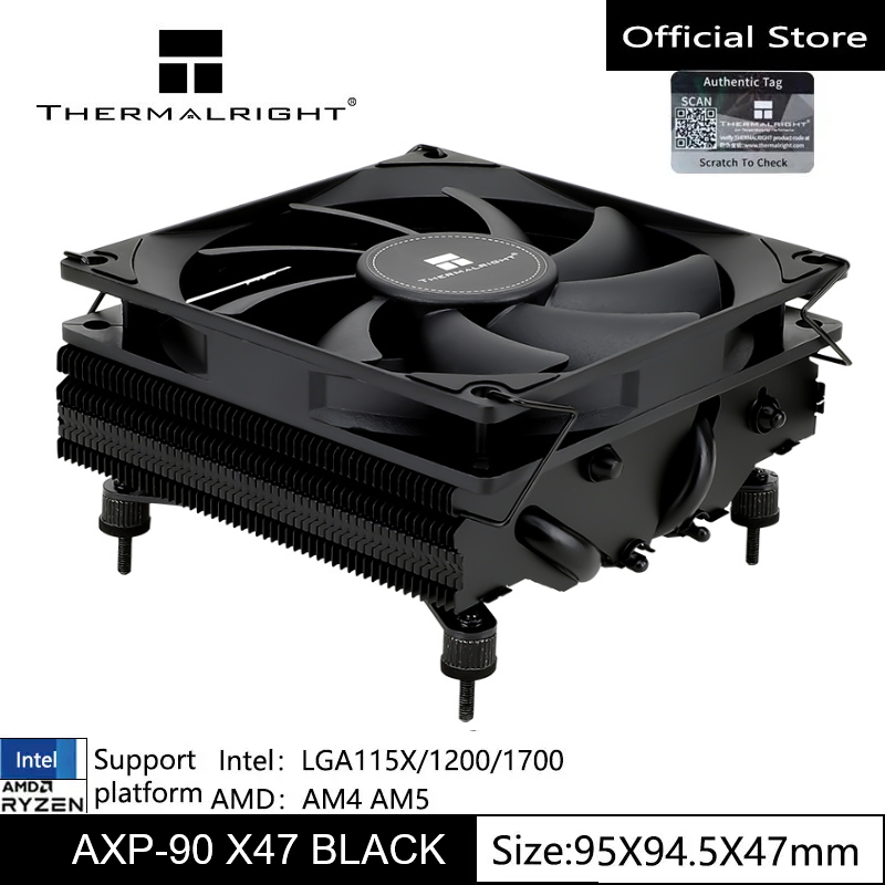 Thermalright AXP90 X47 สีดําหม้อน้ํา CPU Low Profile CPU Air Cooler 92 มม.PWM พัดลม ITX CPU Cooler พ