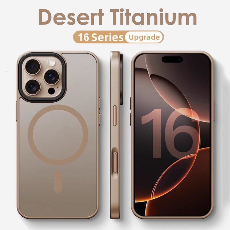 หรูหราไทเทเนียมสีแม่เหล็กกรณีโทรศัพท์ สําหรับ iPhone 16 15 14 13 12 11 Pro Max 16 Plus กล้องป้องกันเคลือบกันกระแทกอะคริลิฮาร์ดปก