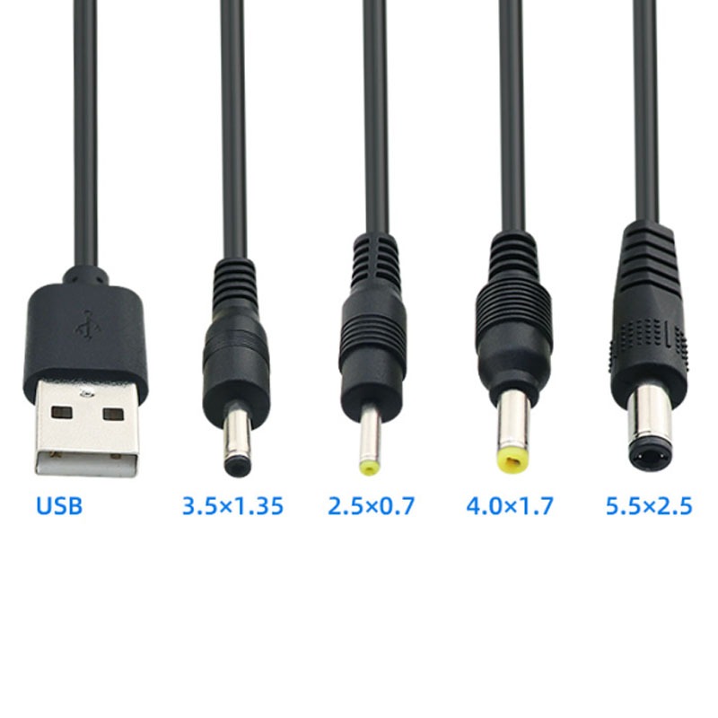 2m สายชาร์จรูกลม USB to DC5.5/3.5/2.5MM สายไฟ 5V/4.2V/3.7V โคมไฟตั้งโต๊ะรอบหัวสายไฟ