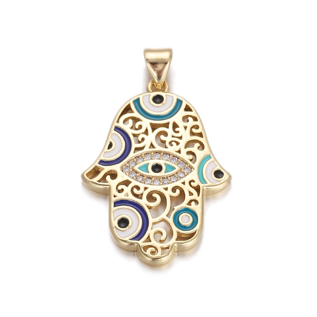 Boho Heart Bowknot Evil Eye Fatima Hand Charms สําหรับ Jewerlry ทําอุปกรณ์ Diy ต่างหูสร้อยคอสร้อยข้อมือจี้คุณภาพสูง - รูปที่ 4