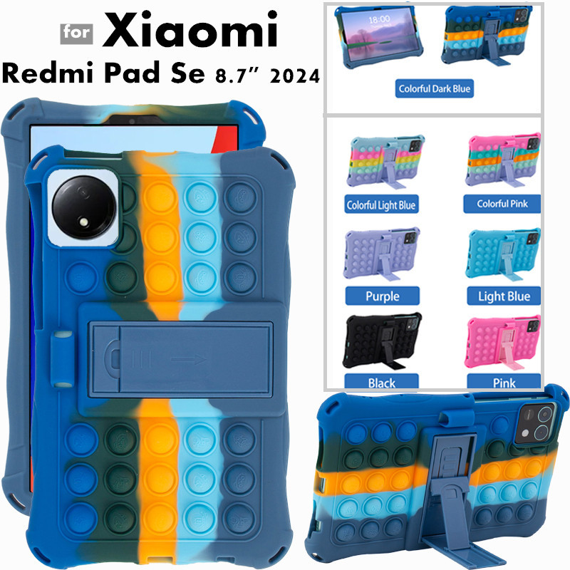 for Xiaomi Redmi Pad Se 8.7 Inch 2024 Tablet Case Ajustable Stand Cover Tablet Soft Silicone Push Bu