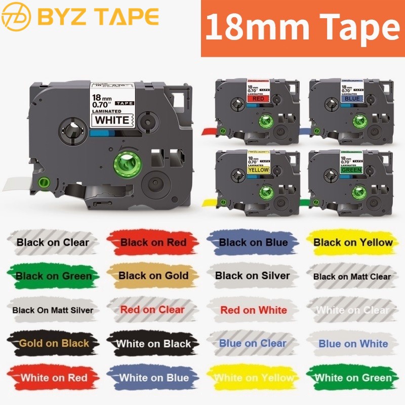 Byz Tape 18 มม.TZe241 เทปสําหรับ Brother TZE241 TZe441 TZe541 TZe641 TZe741 T841 TZe941 เทปฉลาก TZe345 สําหรับ P-Touch PT-Ze450D
