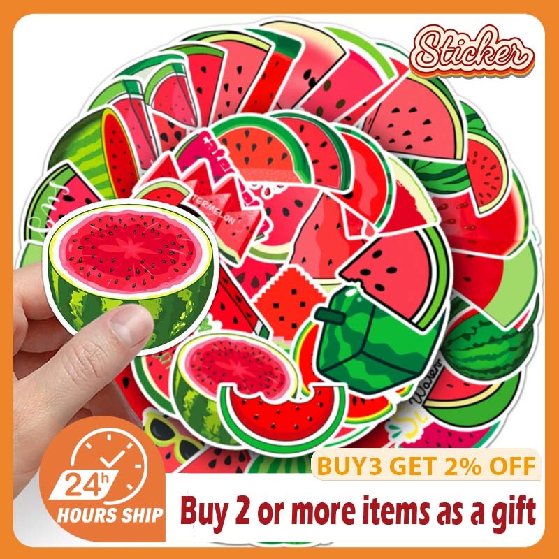 50pcs ผลไม้แตงโมสติกเกอร์การ์ตูน Graffiti DIY แล็ปท็อปกระเป๋าเดินทางไดอารี่กีตาร์ของขวัญ Decals ของเล่นเด็ก