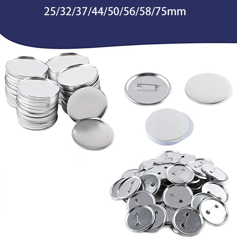 100ชิ้น25มิลลิเมตร32มิลลิเมตร37มิลลิเมตร44มิลลิเมตร50มิลลิเมตร56มิลลิเมตร58มิลลิเมตร75มิลลิเมตรประเภทโลหะกลับปุ่มตราแผ่นดีบุกกระดุมตราวัสดุเปล่า - รูปที่ 2