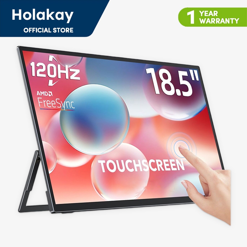 Holakay Portable Monitor Touchscreen 18.5 นิ้ว 120hz w/VESA & 180° ขาตั้งแบบปรับได้สําหรับแล็ปท็อป P