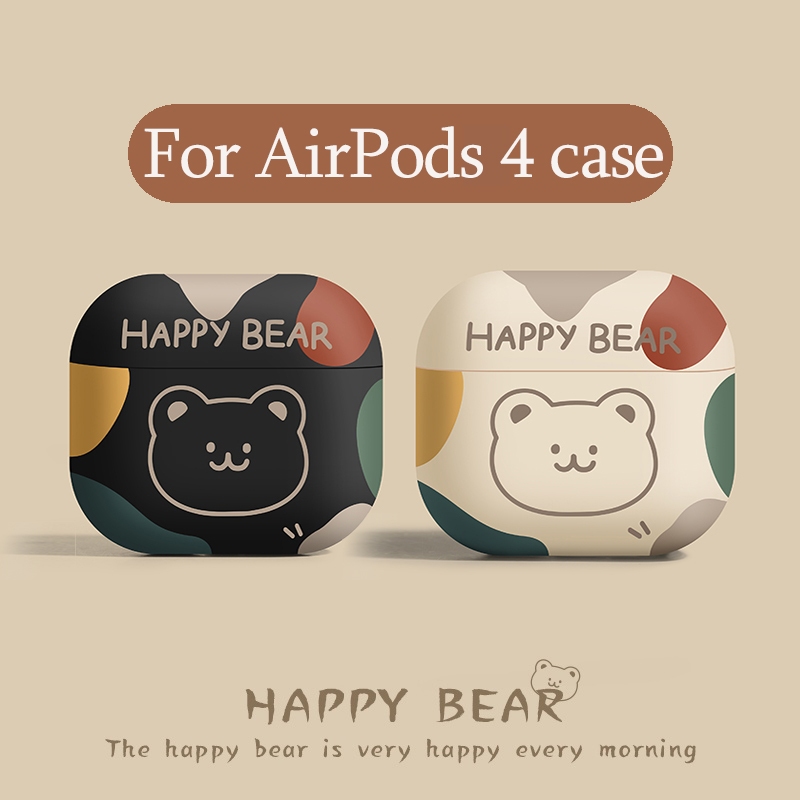 แฮปปี้หมีกรณีหูฟังสำหรับ AirPods4 กรณีหูฟังนุ่มป้องกันกรณีใหม่สำหรับ AirPodsPro2 กรณีหูฟัง เคส AirPodsPro ที่เข้ากันได้ เคส AirPods2gen