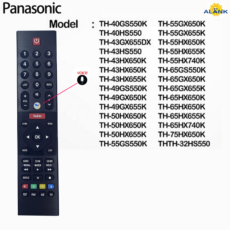 ของแท้ คำสั่งเสียง Remote รีโมททีวี Panasonic LCD Smart Android 4K UHD TV รีโมท YouTube
