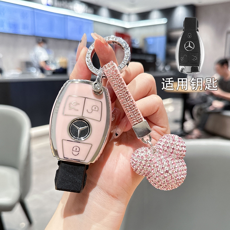 ห้างสรรพสินค้าเทรนด์ !! ใหม่ Soft TPU สมาร์ทกุญแจรถฝาครอบระยะไกล Fob ผู้ถือพวงกุญแจสําหรับ Mercedes Benz ACES Class CLE GLA GLS