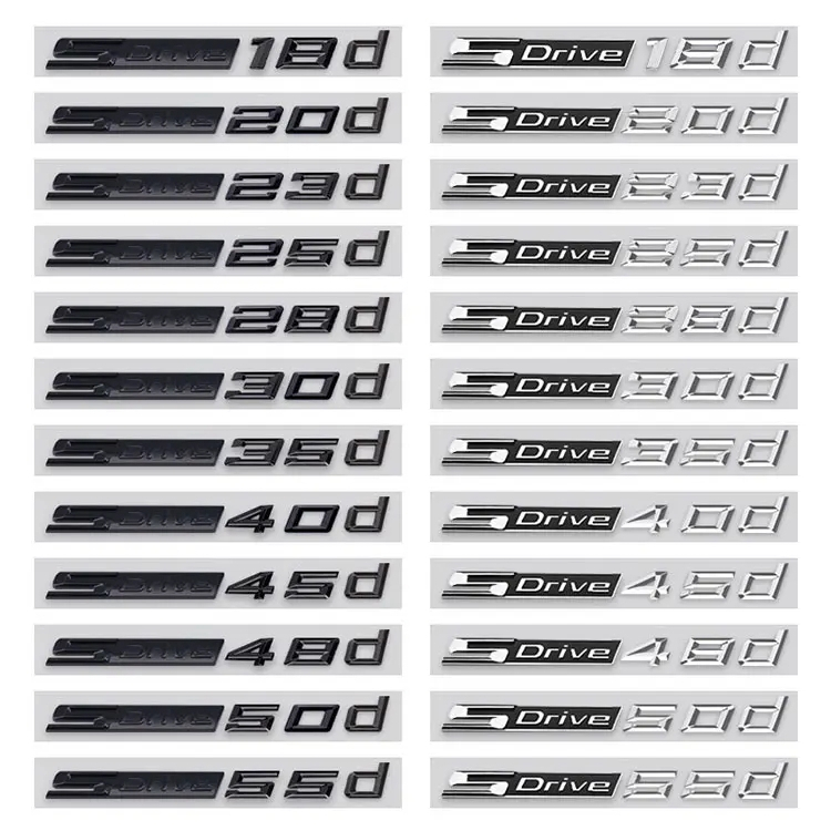 โลโก ้ ตัวอักษรสําหรับ BMW SDrive 18i 18d 20i 20d 25i 25d ด ้ านหลังสัญลักษณ ์ Trunk badge ด ้ านข ้ างสติกเกอร ์ S ไดรฟ ์ 28i 28d 30i 30d 35i 35d 40i 40d 45i 48i 50i 50i สีดํา