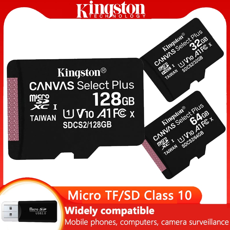 การ์ดหน่วยความจํา Kingston Micro SD 4GB 8GB 16GB 32GB 64GB Classe 10 A1 การ์ดหน่วยความจํา TF ความเร็วสูง 512GB 256GB 128GB การ์ดหน่วยความจําแฟลช เหมาะสําหรับโทรศัพท์มือถือกล้องคอมพิวเตอร์กล้องการตรวจสอบกล้อง