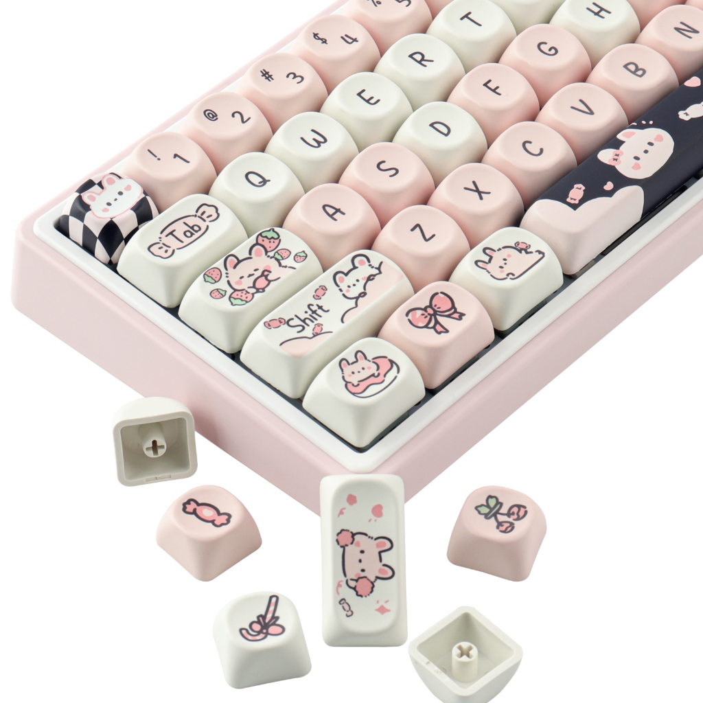 Toffee Rabbit keycaps 132 คีย์ keycaps MOA Profile DYE-SUB ส่วนบุคคลสําหรับคีย์บอร์ดแบบกลไก