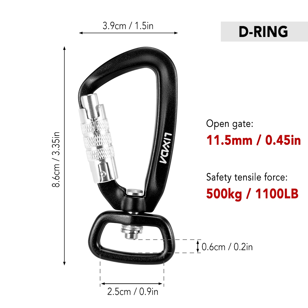 Lixada คลิปคาราบิเนอร์แบบหมุนได้ 2 ชิ้น 360°หมุนได้ Spinner Carabiner ล็อคอัตโนมัติขนาดเล็ก Carabiner Rotational Hammock แขวนคลิปตะขอจูงสัตว์เลี้ยง