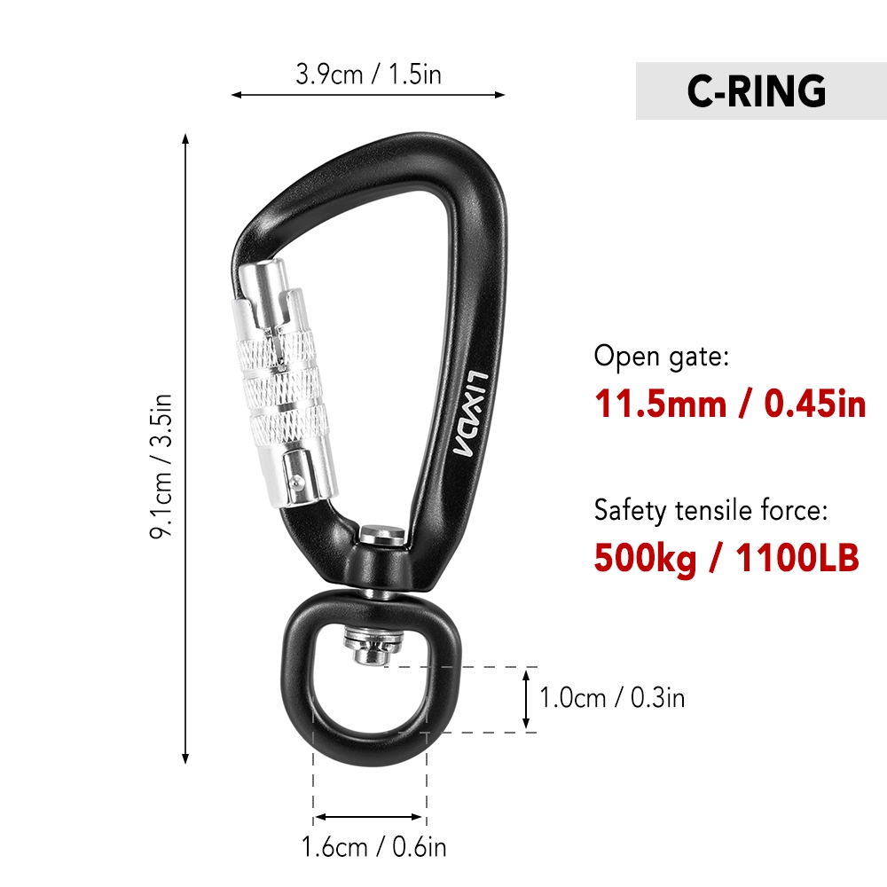 Lixada คลิปคาราบิเนอร์แบบหมุนได้ 2 ชิ้น 360°หมุนได้ Spinner Carabiner ล็อคอัตโนมัติขนาดเล็ก Carabiner Rotational Hammock แขวนคลิปตะขอจูงสัตว์เลี้ยง