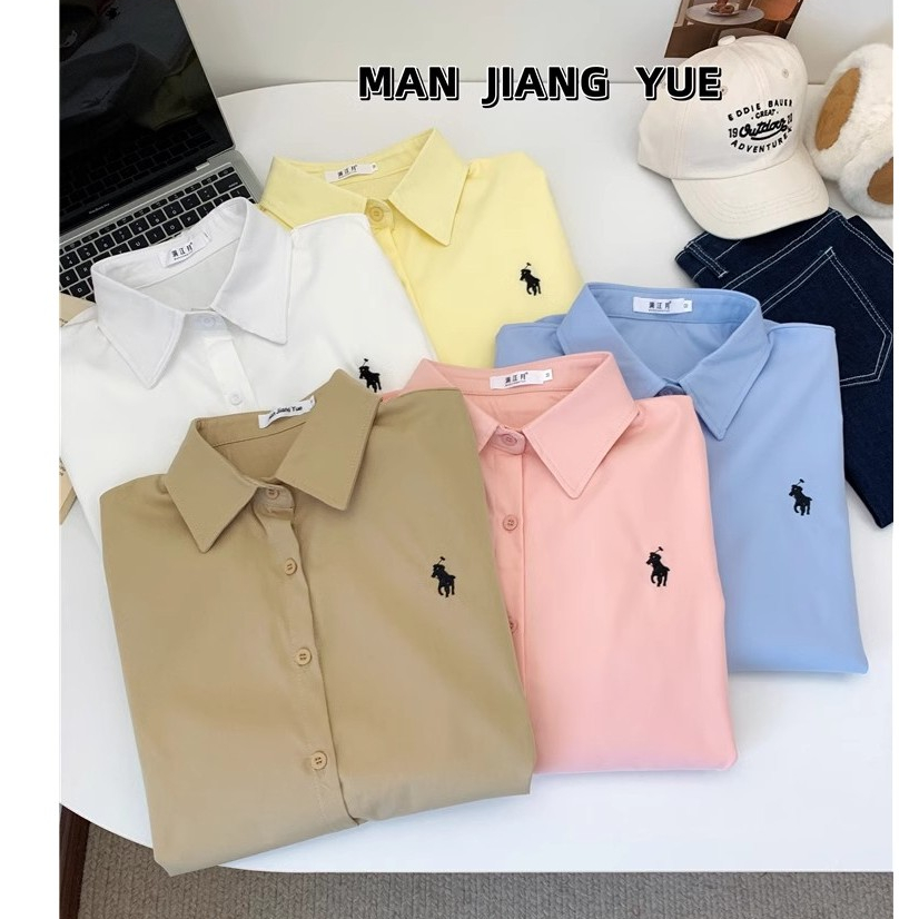 ผ้าฝ้ายสไตล์เกาหลีผู้หญิงสุภาพสตรีหลวมแขนยาวเสื้อเสื้อใหม่พร้อมสต็อก