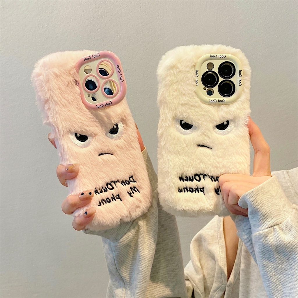 Plush Series Angry Emoji Stand เคส IPhone สําหรับ IPhone 16 ProMax 15ProMax 15Plus 13 12 11 14 กรณี