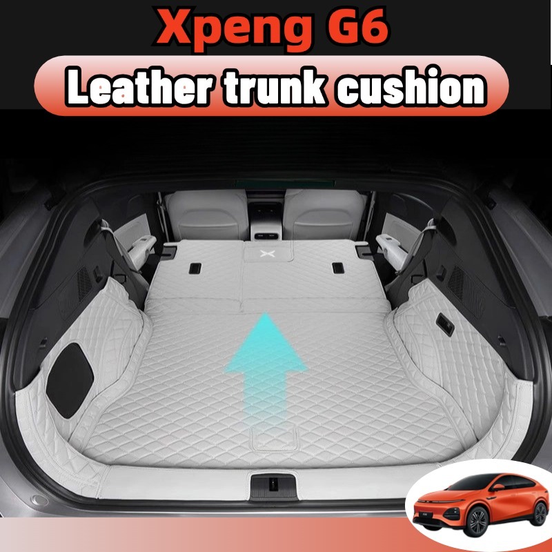 Xpeng g6 2024 พรมหนังไฮโซเข้ารูป6D7D แผ่นรองกระโปรงหลังรถ Trunk Mats ป้องกันไม่ให้ตัวรถสกปรกสี ดํา/เทา ของแต่ง accessories