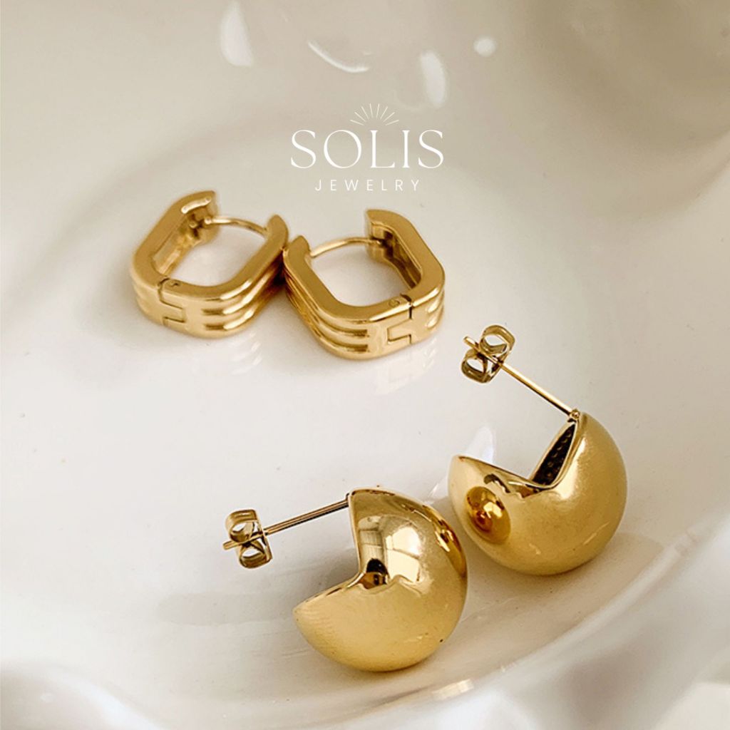 ต่างหู.chunky.statement.hoop.กันน้ํา.และไม่อ่อนตัว.สำหรับสวมใส่ในฤดูร้อนและเหมาะสำหรับผู้ที่มีผิวบอบบาง