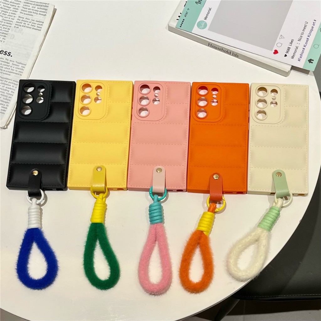 ลูกบาศก์ + เชือกกำมะหยี่ เคส Samsung Galaxy S25 Ultra S25 S24 FE S25 Plus S24 Ultra S24 Plus S24 S23 Ultra S23 Plus S23FE S22Ultra S22Plus S21Ultra S21FE S20FE Note20Ultra A55 A54 A53 5G Case เคสโทรศัพท์ใหม่ ซิลิโคนอ่อนนุ่มป้องกันการตก เคสมือถือซัมซุง