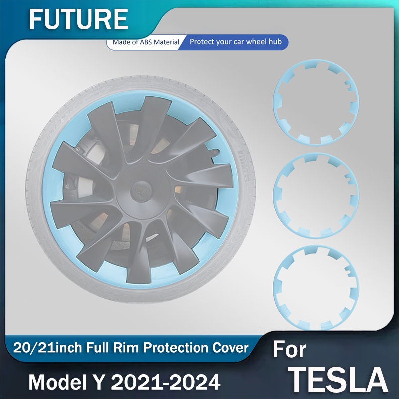 【การจัดส่งที่รวดเร็ว】สำหรับ Tesla Model Y 2023 20 / 21 นิ้วฝาครอบล้อป้องกันความสูงศูนย์กลางล้อป้องกันวงแหวนป้องกันวงแหวนเต็มวงอุปกรณ์เสริมขอบ