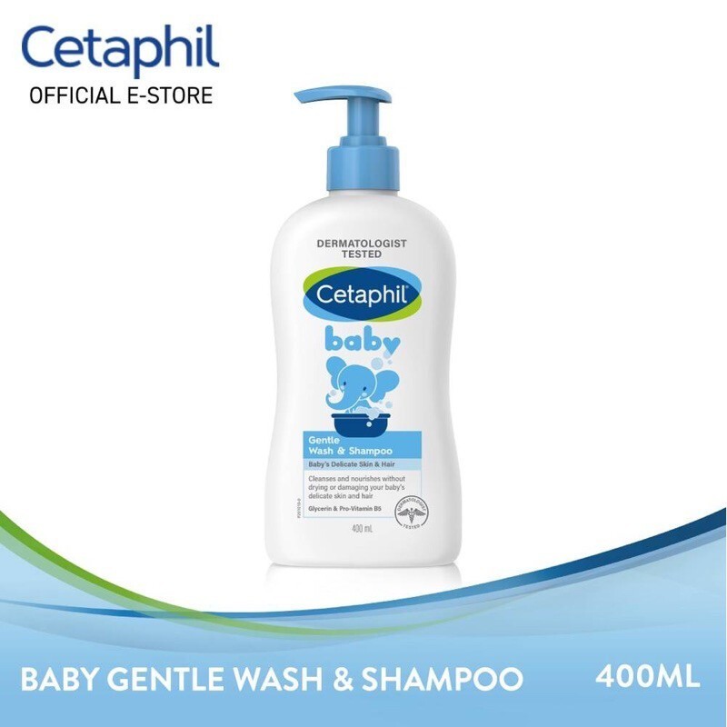 Cetaphil Cetaphil Baby gentle Wash & shampoo With Pump 400ML ครีมอาบน้ําและสระผม สูตรอ่อนโยน เพิ่มความชุ่มชื้น เหมาะสําหรับผิวแพ้ง่าย สูตรอ่อนโยน