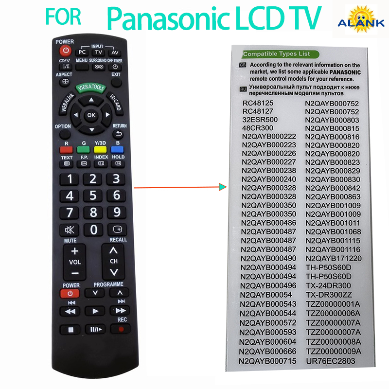 remote รีโมททีวี FOR LCD Panasonic สําหรับ RM-D920+ EUR-7629030.EUR-7635040. EUR-7635050.EUR-7636070R, EUR-7651030A. EUR-7651110. EUR-7651120.EUR-7651150. EUR - 7737250 / N2QAYB000047 N2QAHB000068. N2QAHB00073. N2QAJB000080. N2QAJB000101, N2QAJB0001