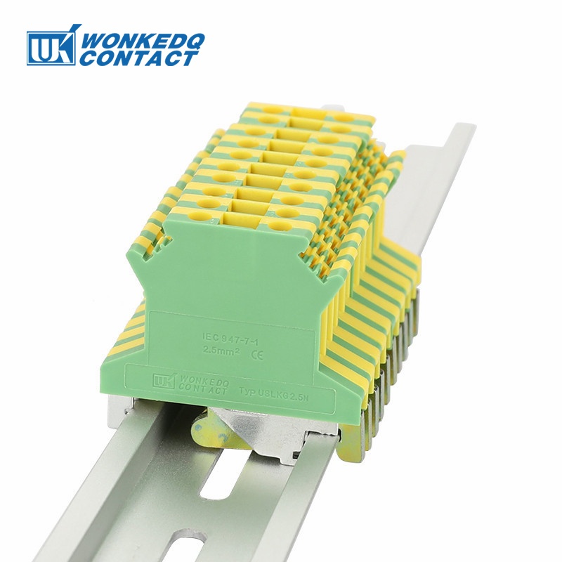 Uslkg2.5n Universal สกรู Ground Terminal Block Earth Connector สีเหลือง/สีเขียว 2.5mm2 สาย USLKG 2.5N