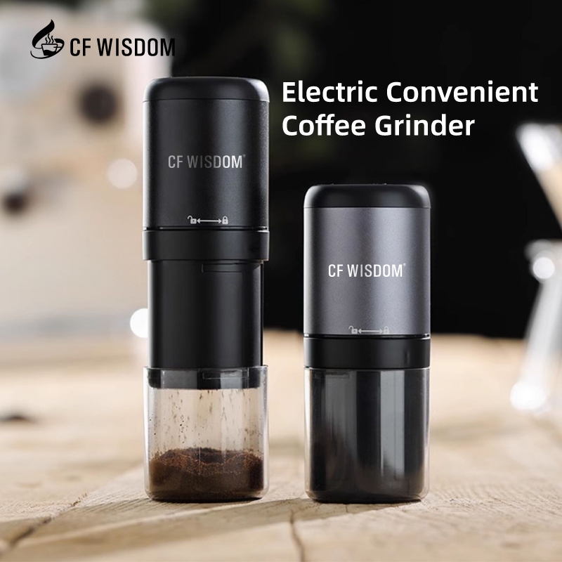 CF WISDOM เครื่องบดกาแฟไฟฟ้าแบบพกพาเครื่องชงกาแฟขนาดเล็กผงกาแฟแบบปรับได้