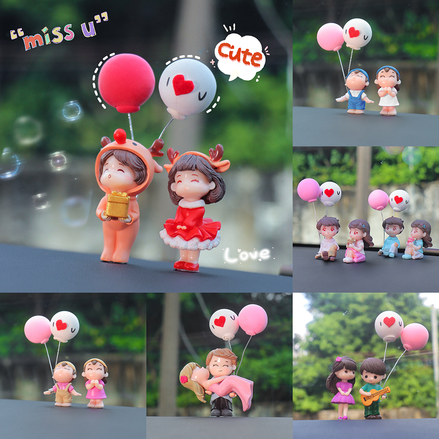 2 ชิ้น/เซ็ต Merry Christmas ตกแต่งรถ Garnish น่ารักคู่รถ Dashboard Figurines โรแมนติกตกแต่งภายในรถอุปกรณ์เสริม, Perfect วันวาเลนไทน์คริสต์มาสของขวัญ