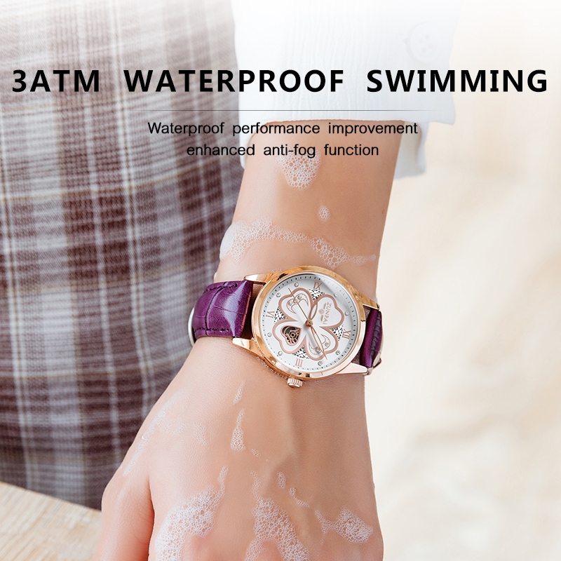 Zunpai นาฬิกาสําหรับผู้หญิงเดิมสายหนังกันน้ําแนวโน้มแฟชั่น Elegant Girls นาฬิกาผู้หญิงควอตซ์ Analog สุภาพสตรีนาฬิกาข้อมือยี่ห้อแท้ [ฟรีพร้อมกล่อง]