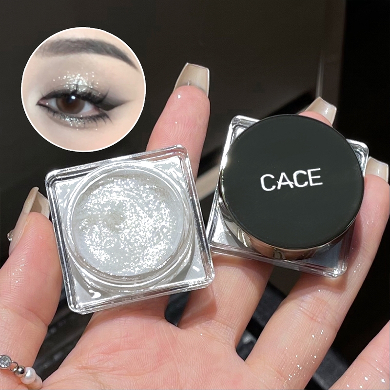 Cace เพิร์ลอายแชโดว์ผง กระดูกไหปลาร้าไฮไลท์แวววาว ครีมอายแชโดว์ขาวดำ C128