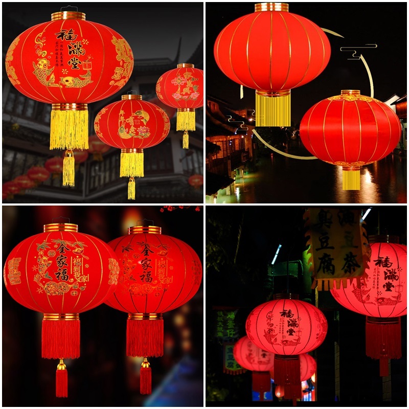2025 เทศกาลฤดูใบไม้ผลิ โคมไฟสีแดงนําโชค หลายขนาด ปีใหม่ โคมไฟสีแดง ตกแต่งปีใหม่