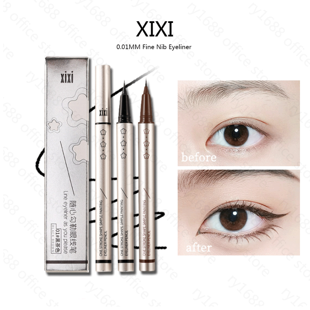 ปากกาอายไลเนอร์3สี Xixi สีธรรมชาติเรียบติดทนนานเริ่มต้น0.01มม. อายไลเนอร์สีดำ Brwon D746
