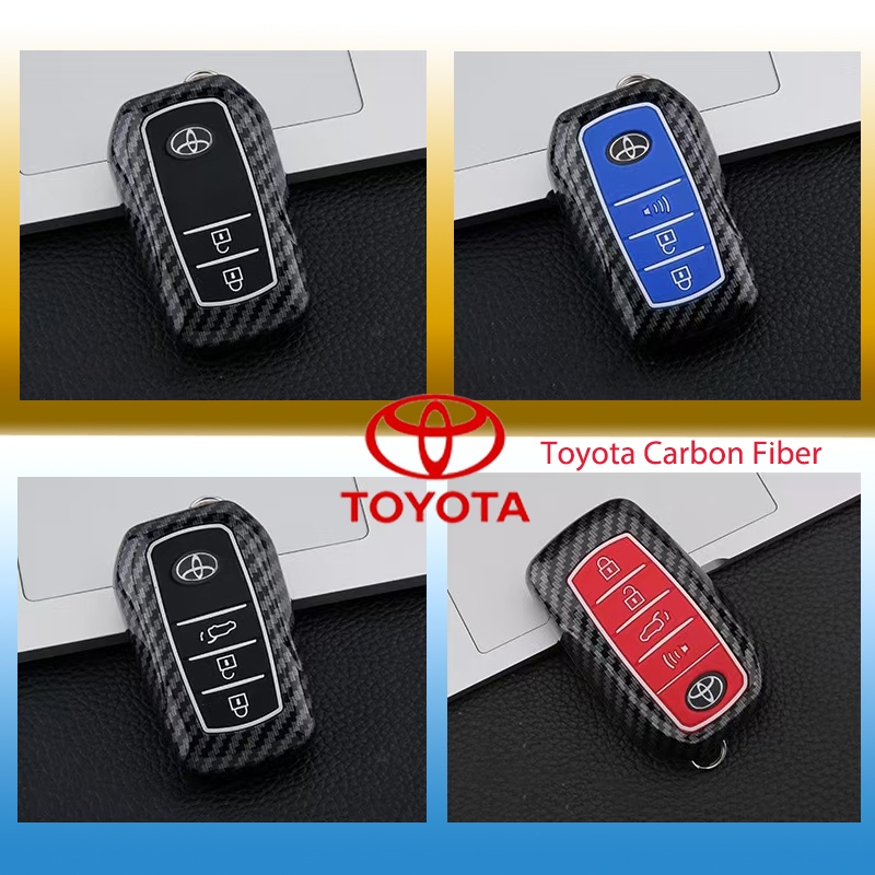คาร์บอนไฟเบอร์รถ Remote Key สําหรับ Toyota Innova/Rocoo/Fortuner/GR SPORT/Chr/Revo Key Cover Toyota Carbon Case พวงกุญแจ