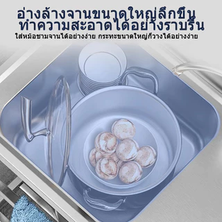 👍หนาขึ้นจริงปฏิเสธที่จะตัดมุม👍ซิงค์ล้างจาน อ่างล้างจาน SUS304 มั่นคงไม่เขย่า รับน้ำหนัได้800kg ประหยัดพื้นที่ ที่วางมีด*2