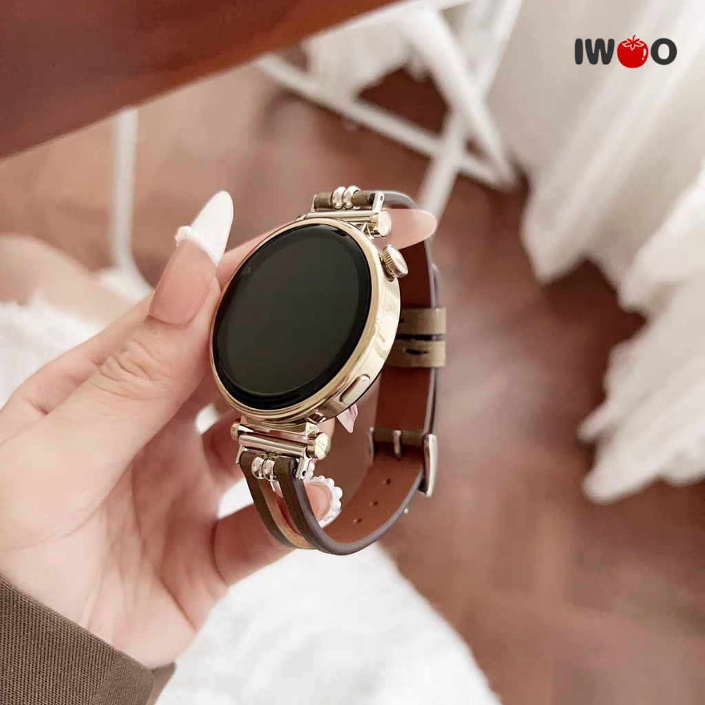18mm20mm สายหนังแท้สําหรับ Huawei GT5 4 41 มม./Venu 3S 2S/Galaxy Watch 7 6 5 สาวสาย