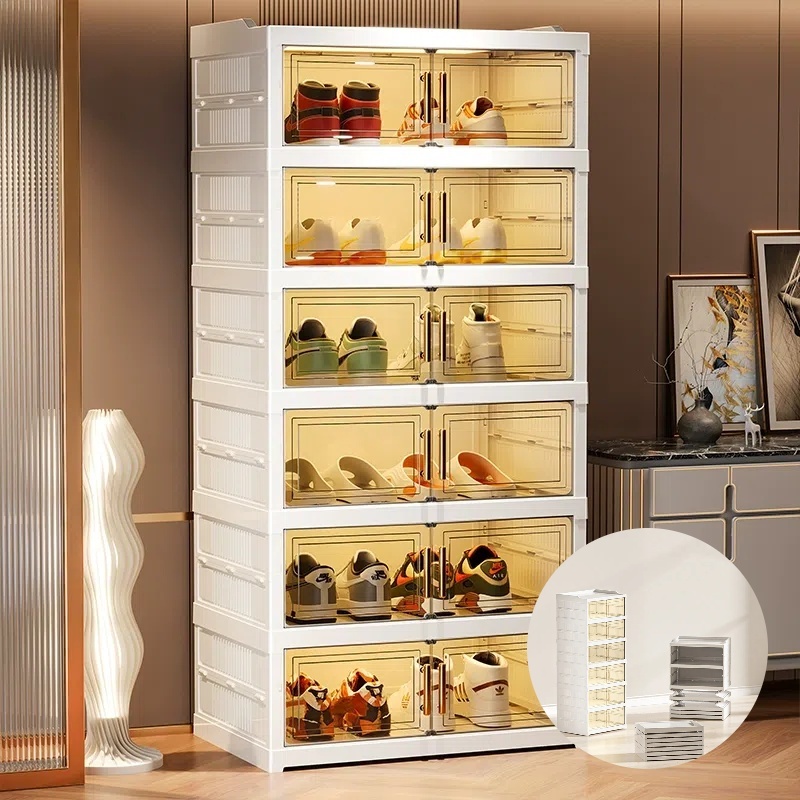 COD🚚ตู้เก็บรองเท้า,ตู้รองเท้าพับได้ขนาดใหญ่, กล่องเก็บของอเนกประสงค์,คอลเลกชันของเล่น ชั้นวางรองเท้า